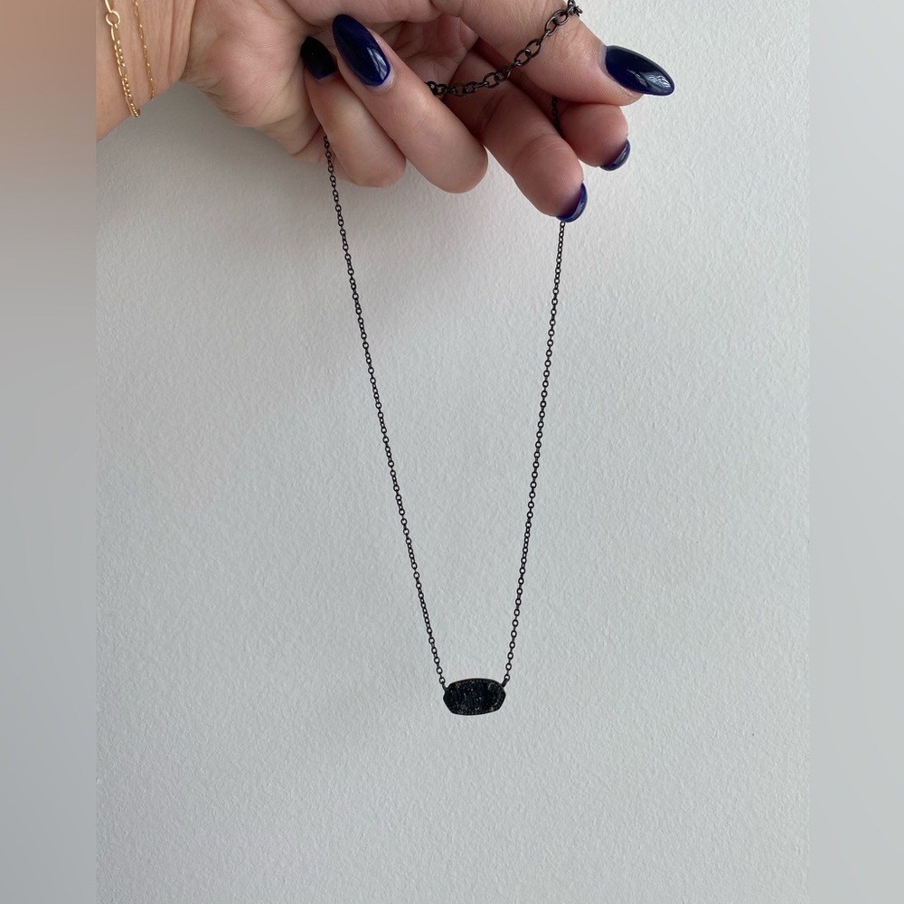 Elisa Pendant Necklace in Black Drusy